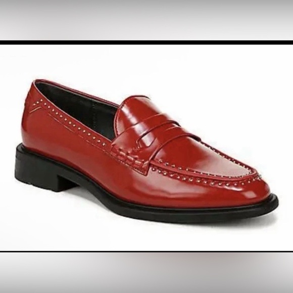 Franco Sarto Women’s Shoes Eden Studded Penny Loafers Red Sz 7.5